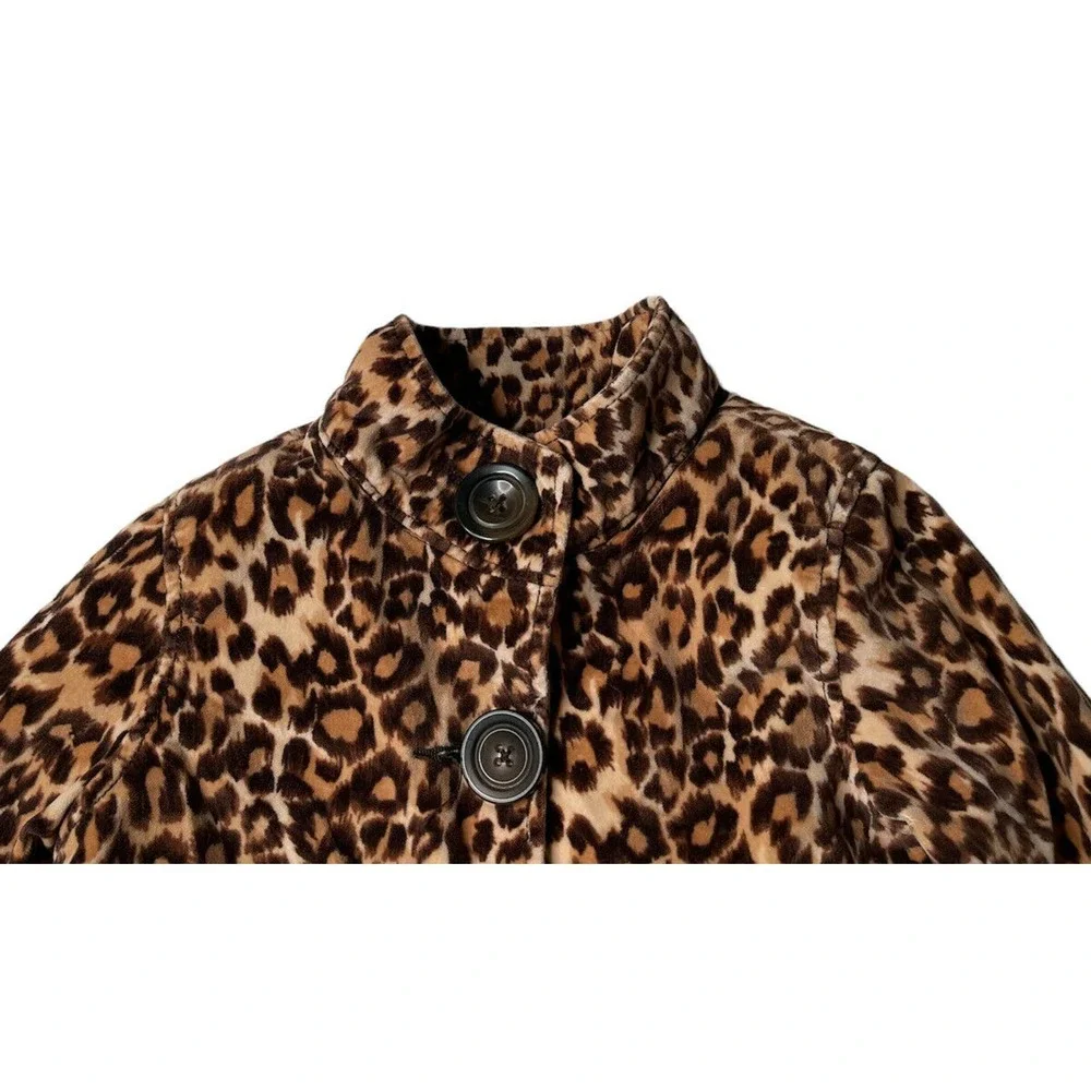 Girls GAP Velvet Leopard Jacket Animal Print Cheetah Pea Coat Size 4/5